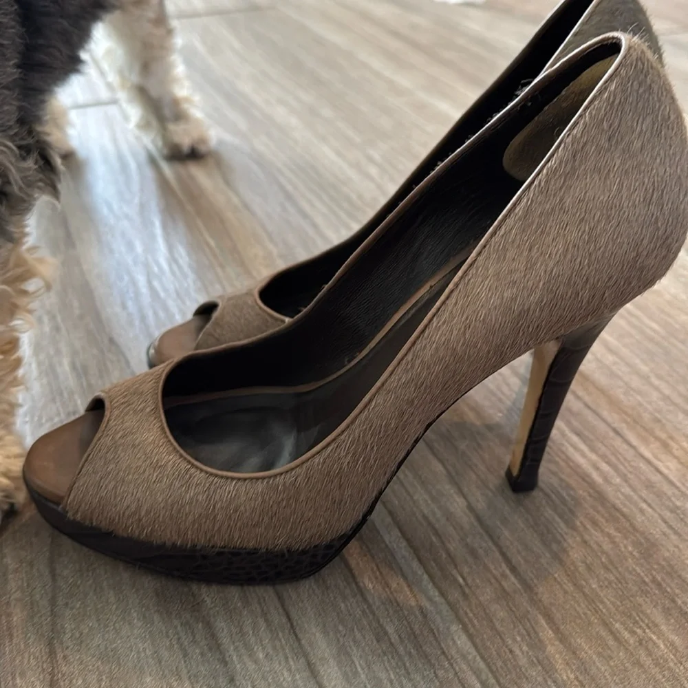 Cole Haan peep toe pump in sable pony hair - Picture 2 of 5